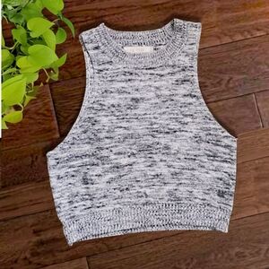LOVE TREE Grey Knit Heathered High Neck Crop Top